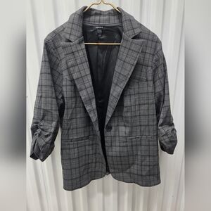 Torrid Charcoal Plaid Single-Button Blazer